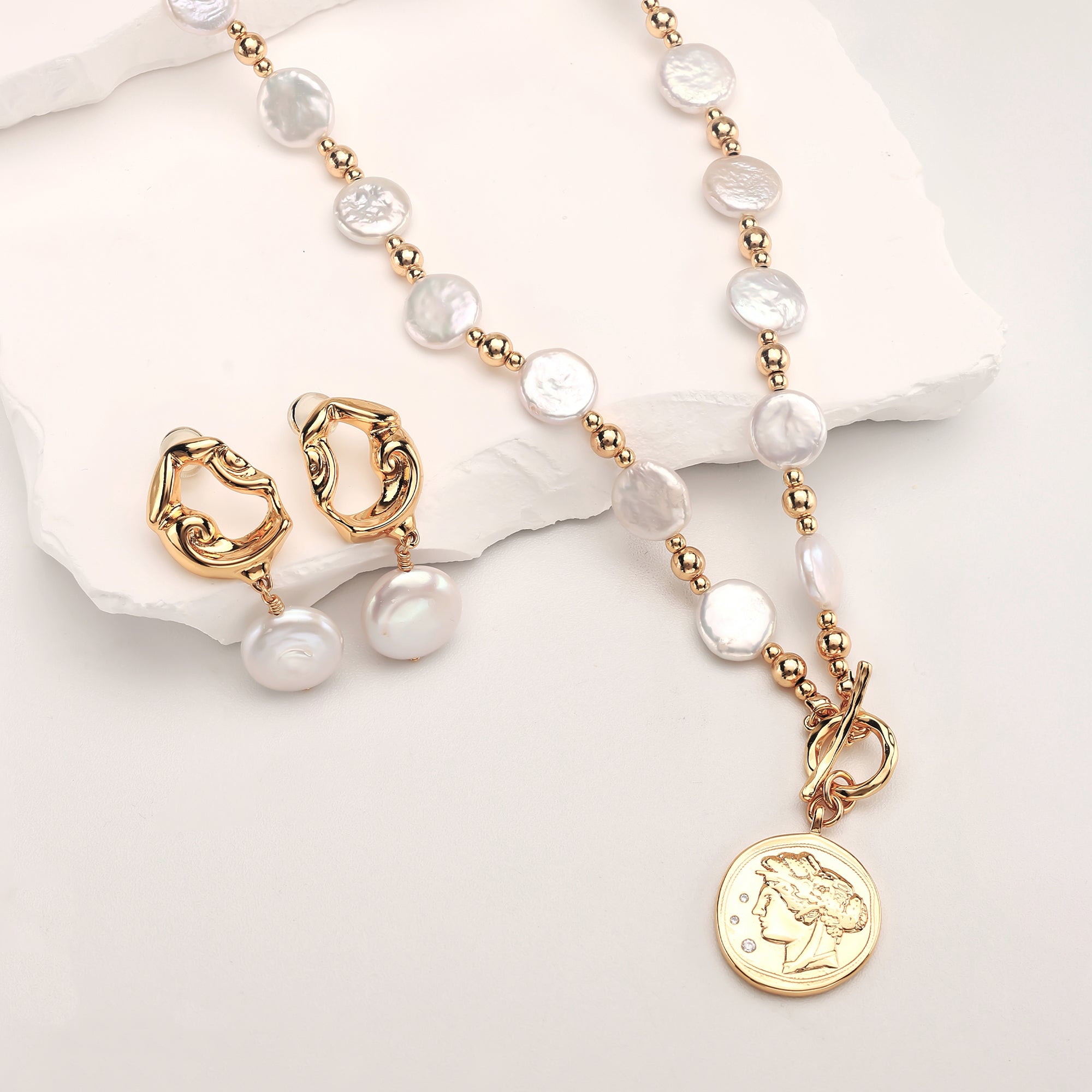 Freshwater Pearl Earrings and Necklace Set