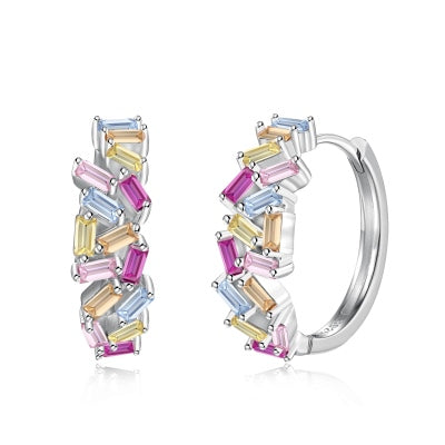 925 Sterling Silver Zirconia hoop Earrings