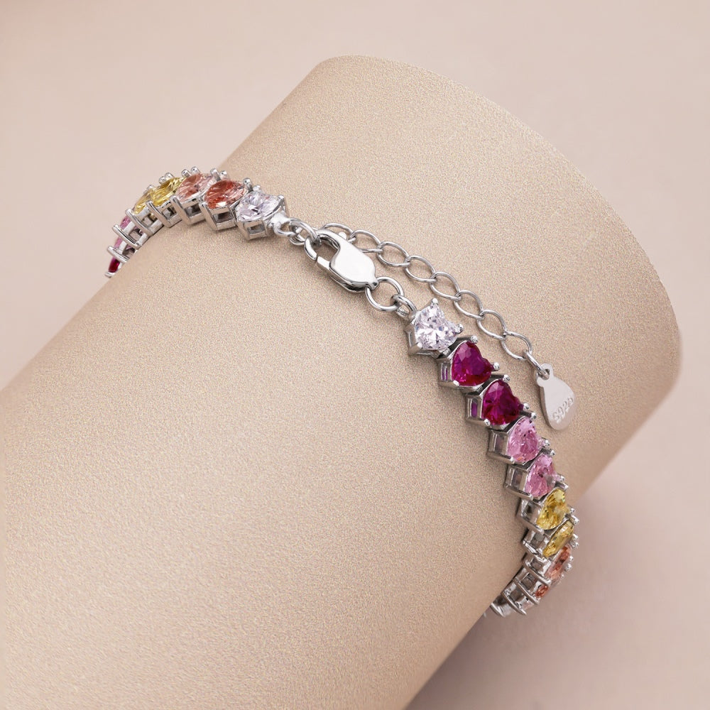 925 sterling silver colorful heart-shaped love full of diamonds inlaid exquisite fashion niche design tennis brac