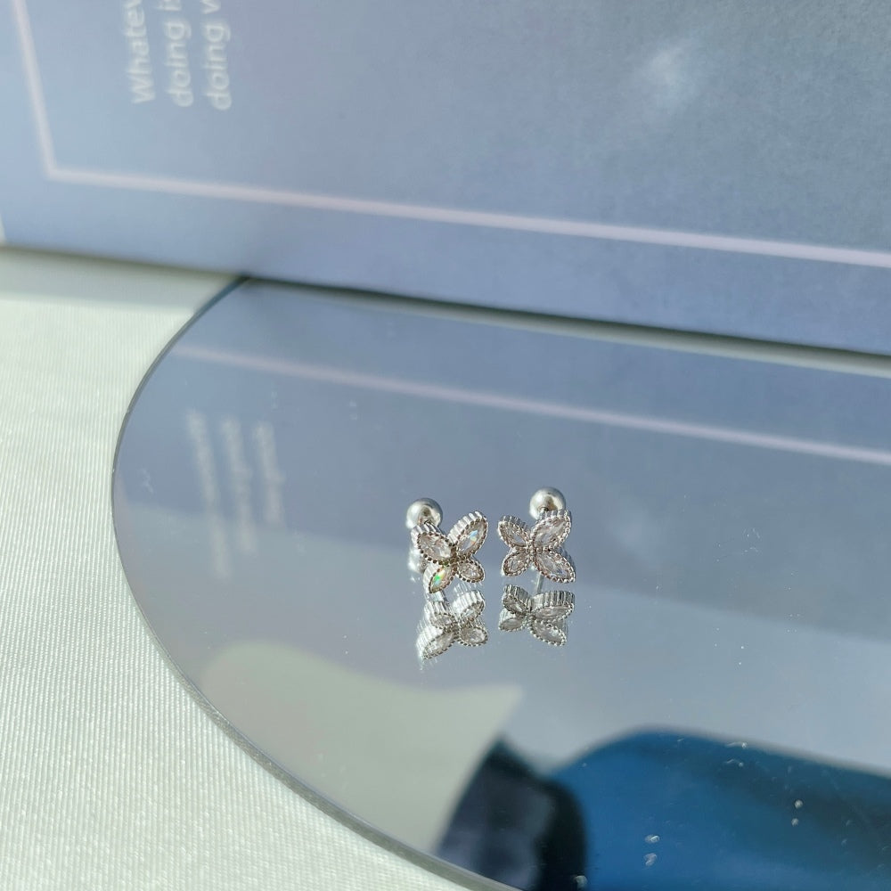 925 Sterling Silver Zirconia Butterfly Earrings