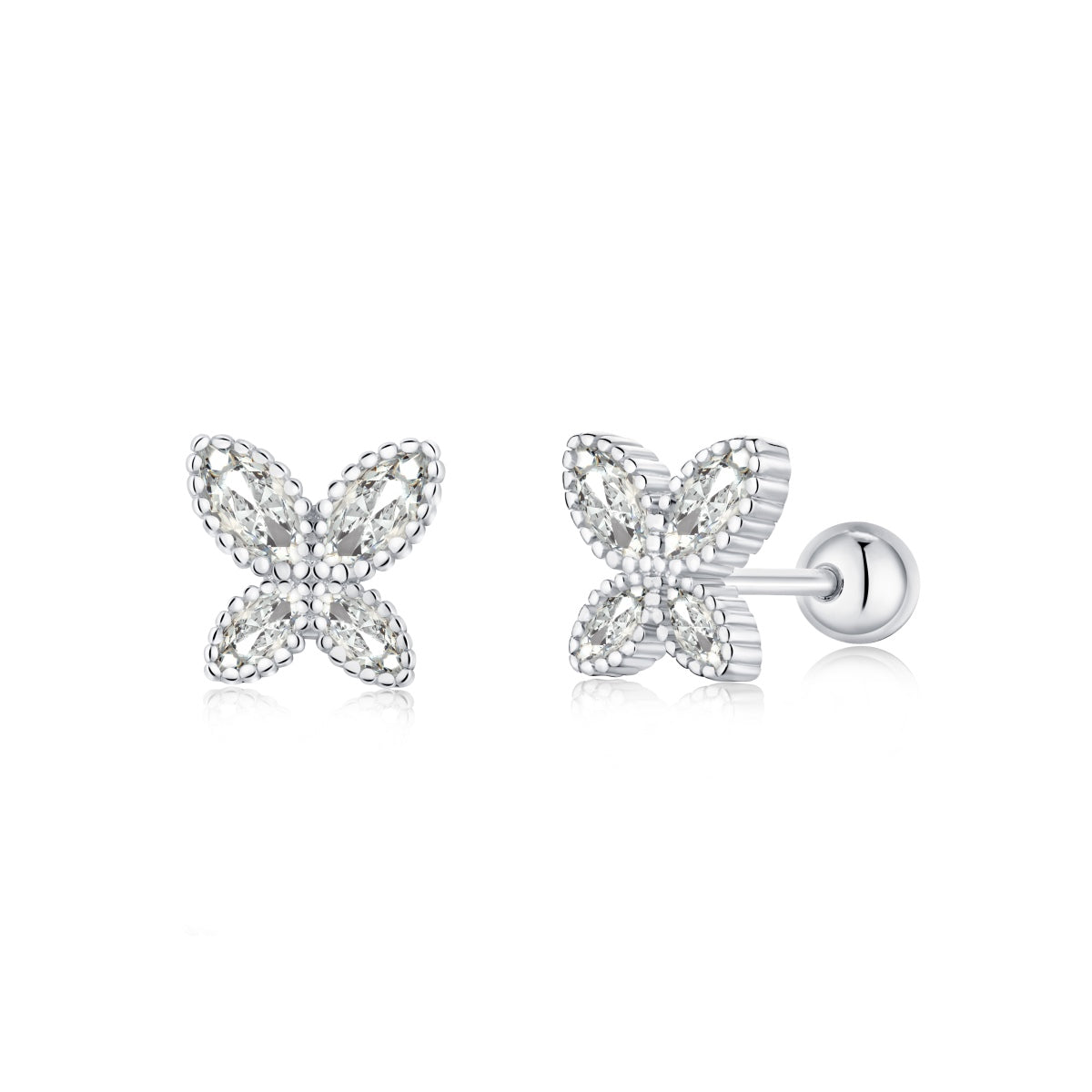 925 Sterling Silver Zirconia Butterfly Earrings