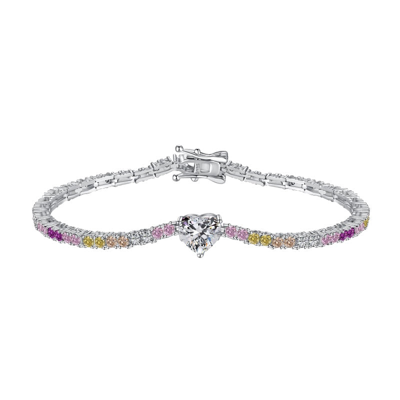 925 colorful zirconia set with rows of diamonds design niche fashion delicate sense bracelet