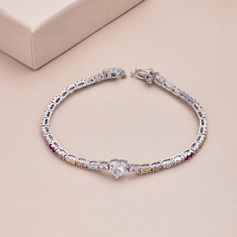 925 colorful zirconia set with rows of diamonds design niche fashion delicate sense bracelet