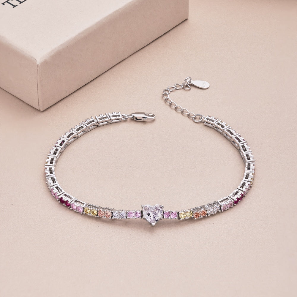 925 colorful zirconia set with rows of diamonds design niche fashion delicate sense bracelet