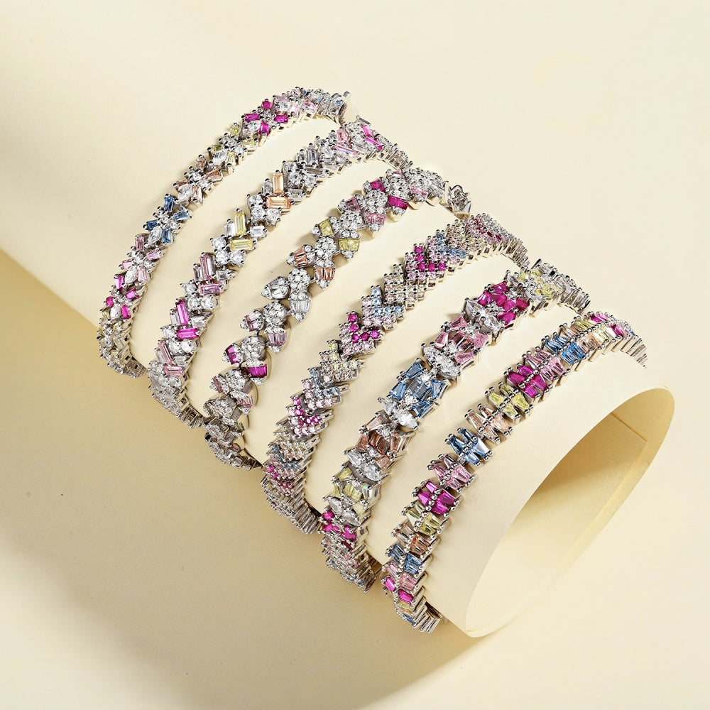 925 colorful zirconia set with rows of diamonds design niche fashion delicate sense bracelet