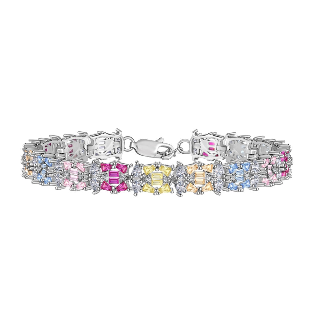 925 colorful zirconia set with rows of diamonds design niche fashion delicate sense bracelet