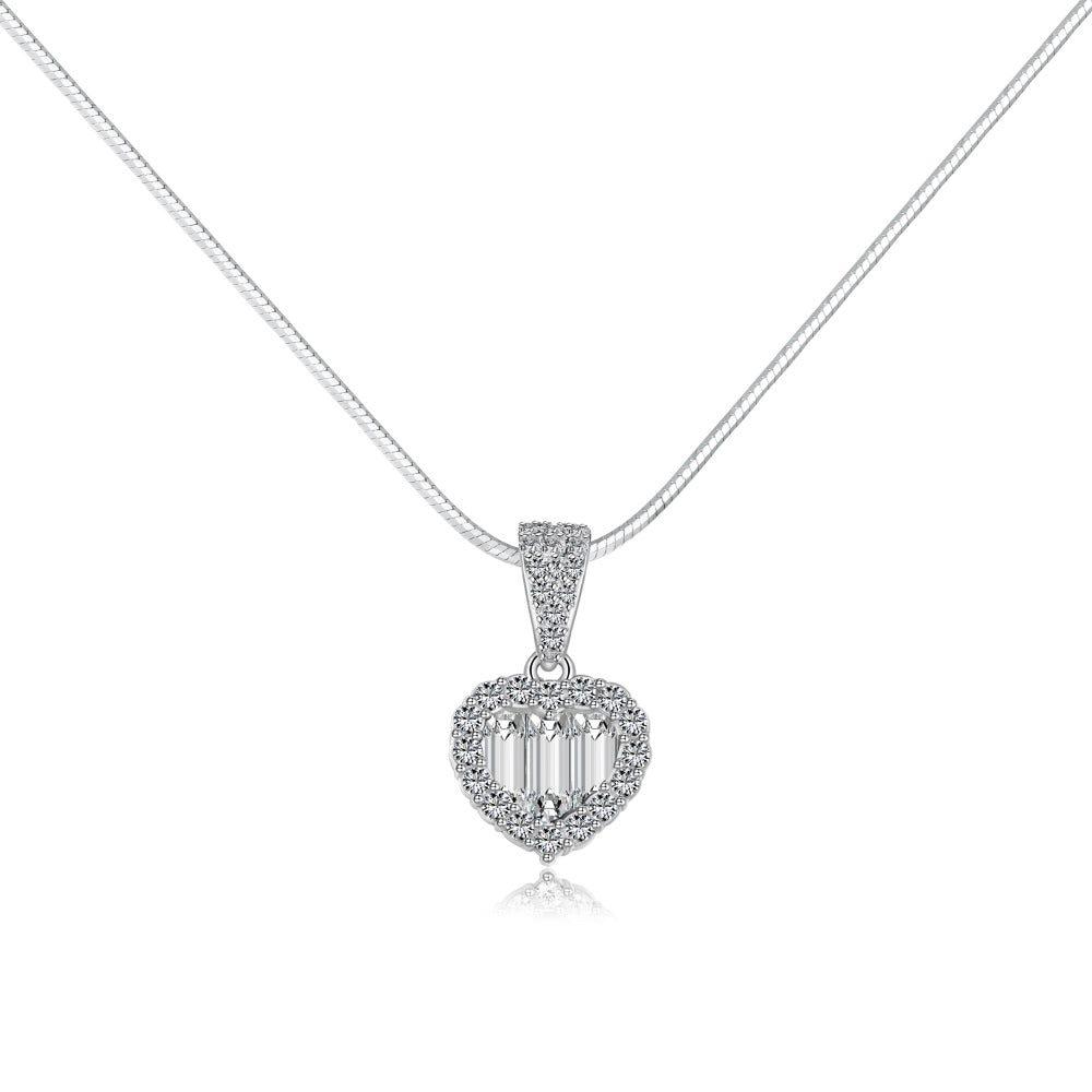 925 Sterling Silver Zirconia Necklace for Women Heart of the Ocean