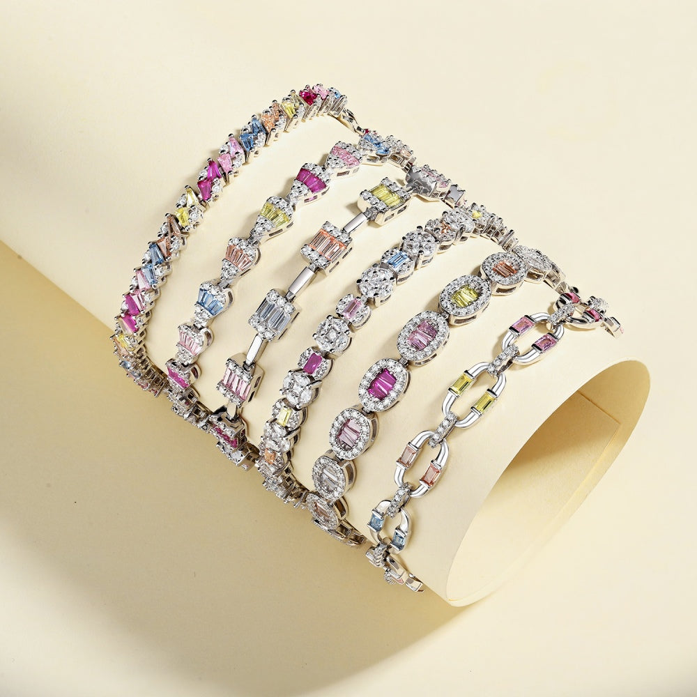 925 sterling silver color round zirconium white heart heart full of diamonds inlaid exquisite fashion niche design bracelet