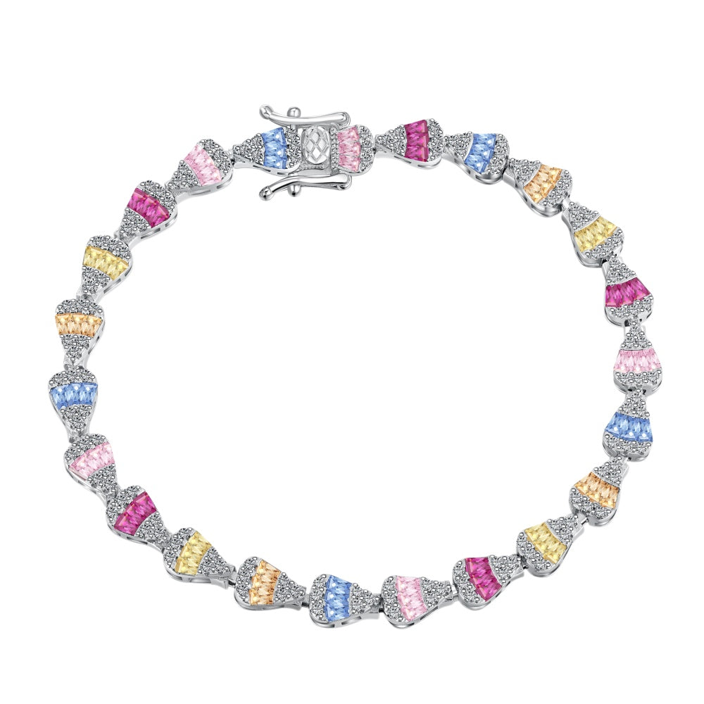 925 sterling silver colorful full diamonds inlaid exquisite fashion niche design tennis bracelet