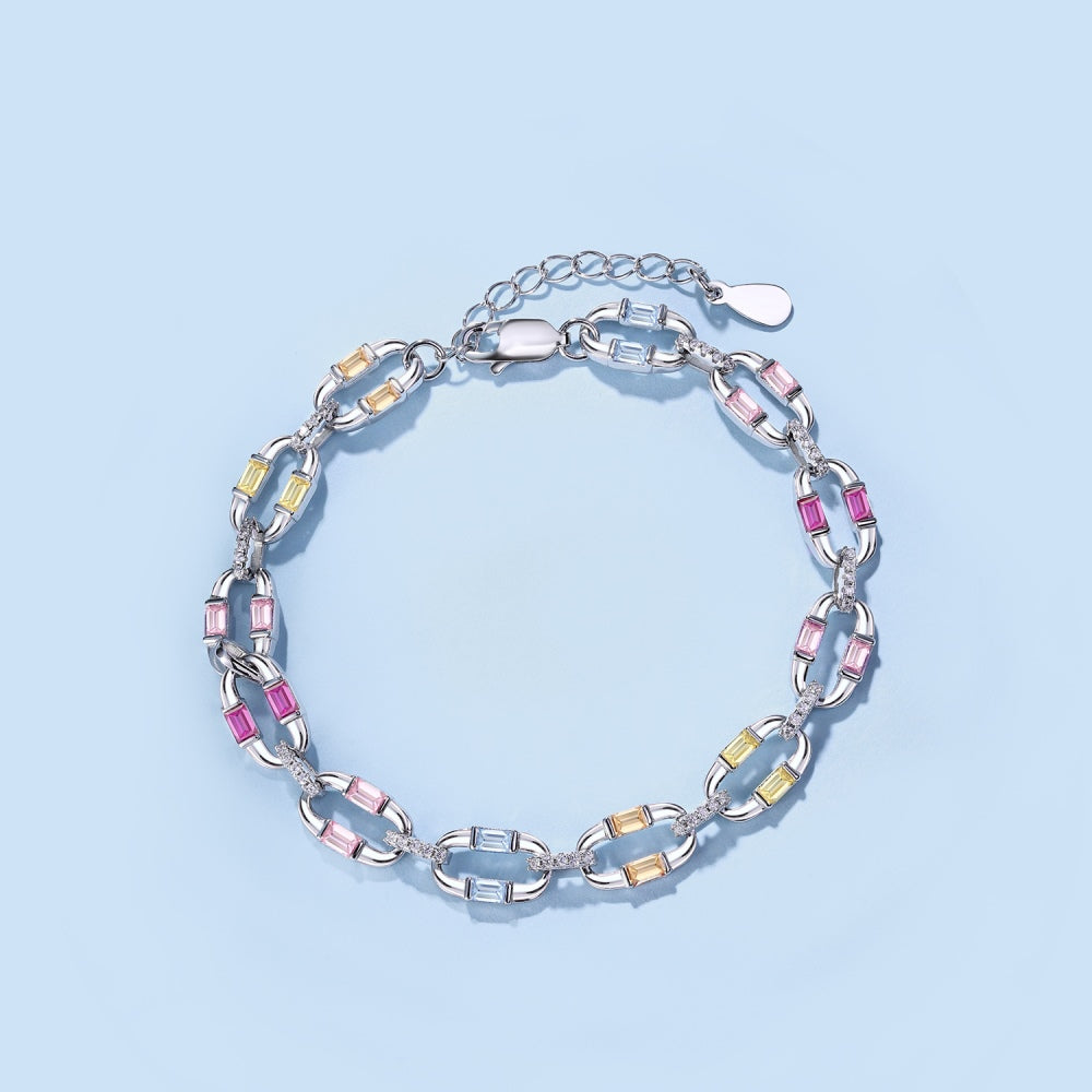 925 sterling silver colorful full diamonds inlaid exquisite fashion niche design tennis bracelet