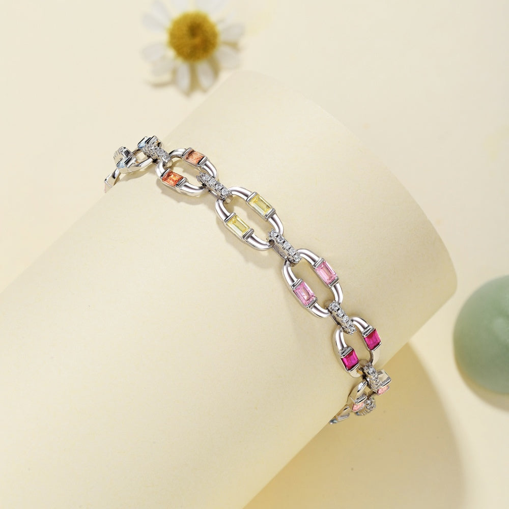 925 sterling silver colorful full diamonds inlaid exquisite fashion niche design tennis bracelet