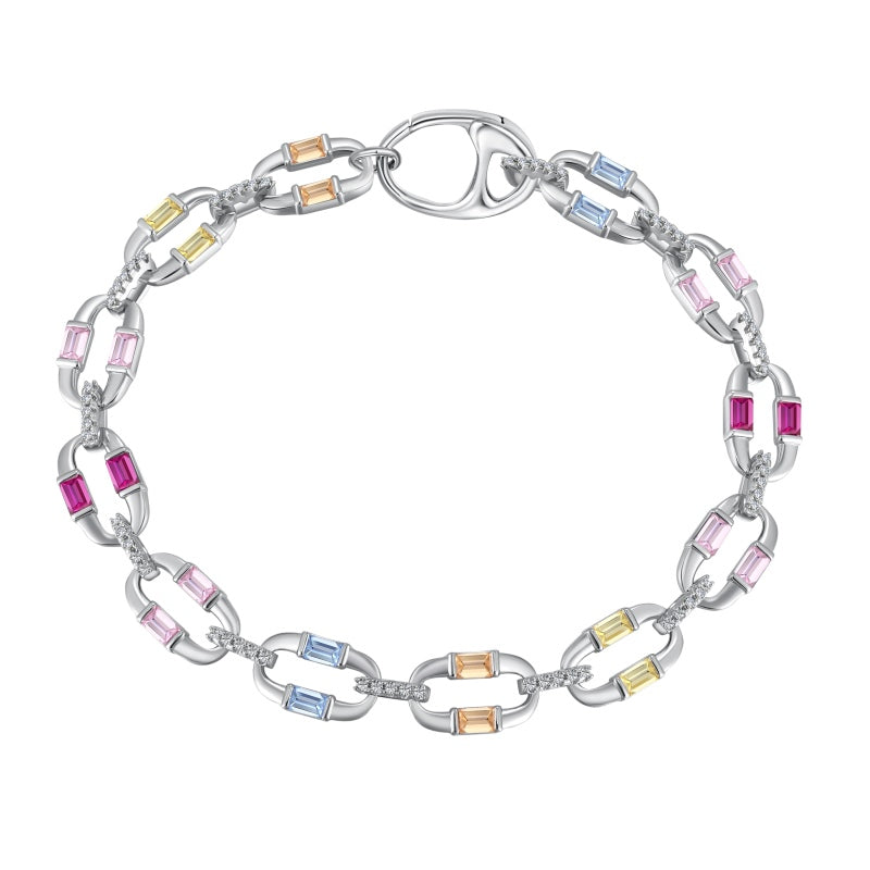 925 sterling silver colorful full diamonds inlaid exquisite fashion niche design tennis bracelet