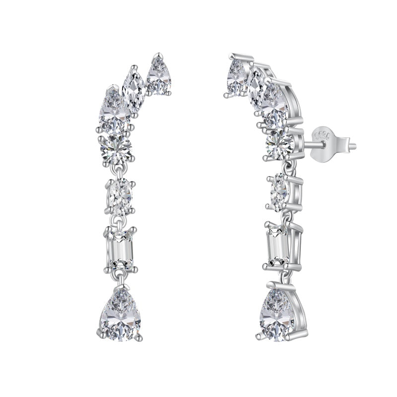 925 Sterling Silver Zirconia Tassel Earrings