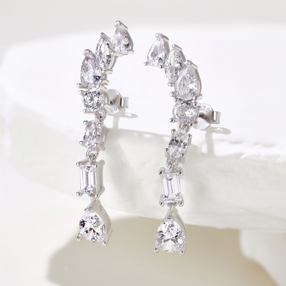 925 Sterling Silver Zirconia Tassel Earrings