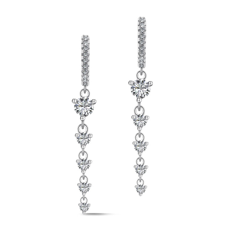 925 Sterling Silver Zirconia Tassel Earrings