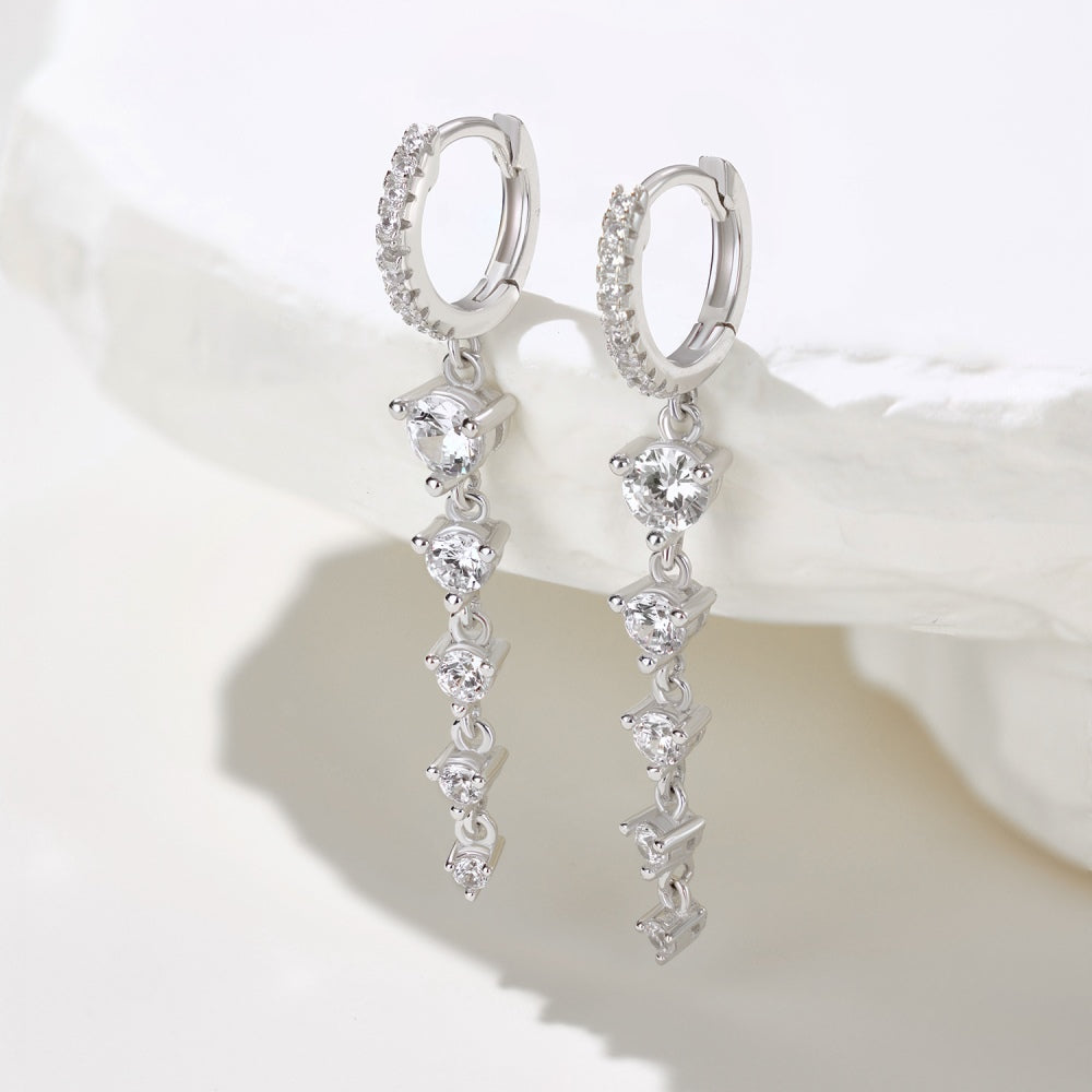 925 Sterling Silver Zirconia Tassel Earrings