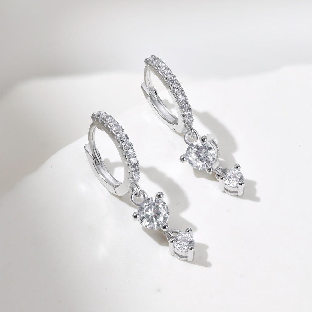 925 Sterling Silver Zirconia Hoop Earrings