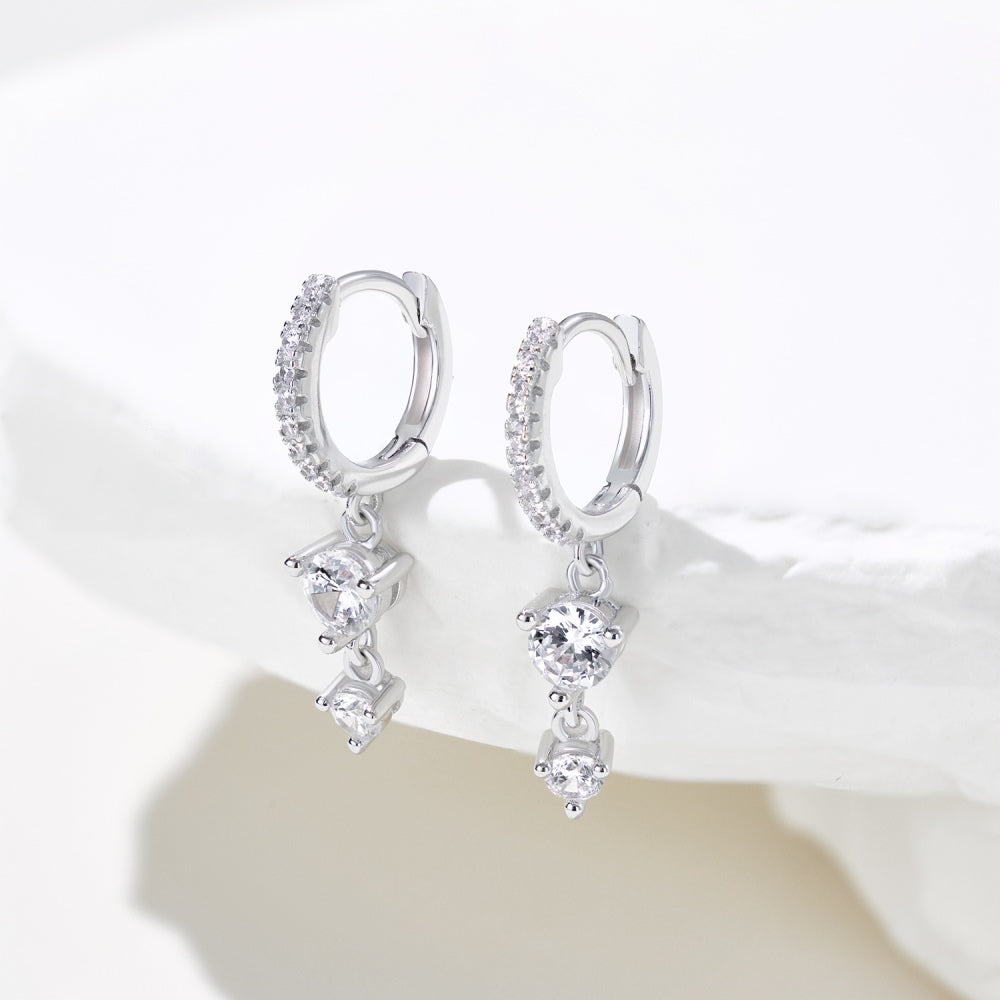 925 Sterling Silver Zirconia Hoop Earrings