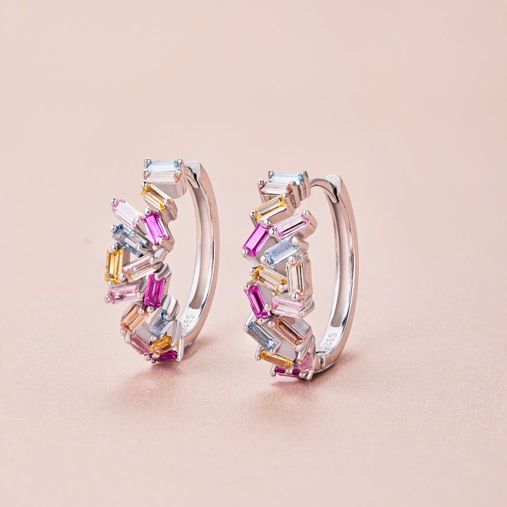 925 Sterling Silver Zirconia hoop Earrings