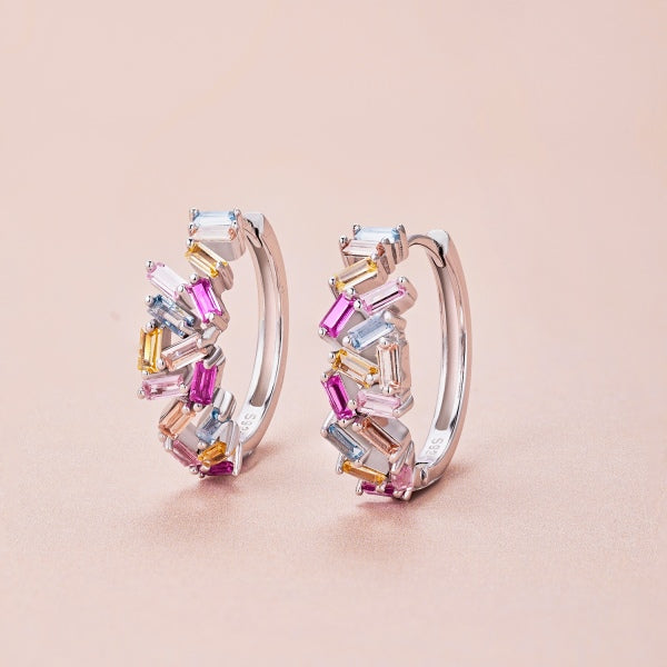 925 Sterling Silver Zirconia hoop Earrings