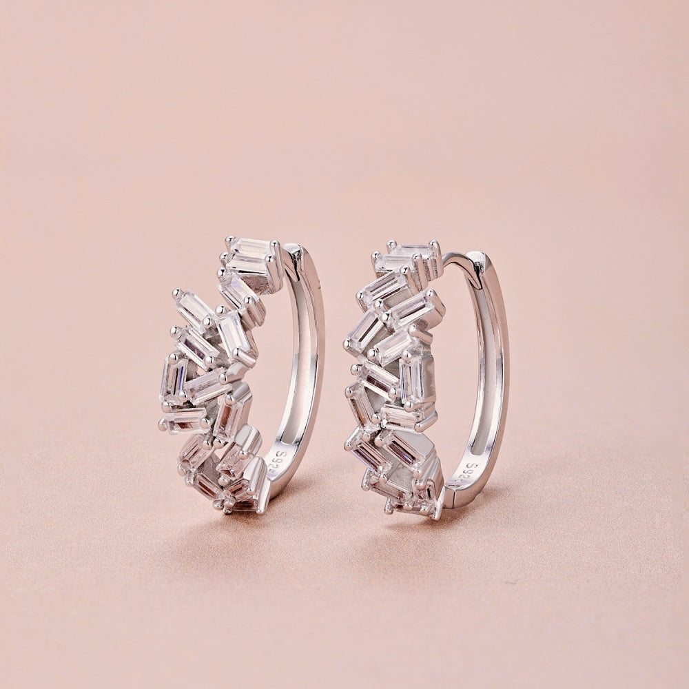 925 Sterling Silver Zirconia hoop Earrings