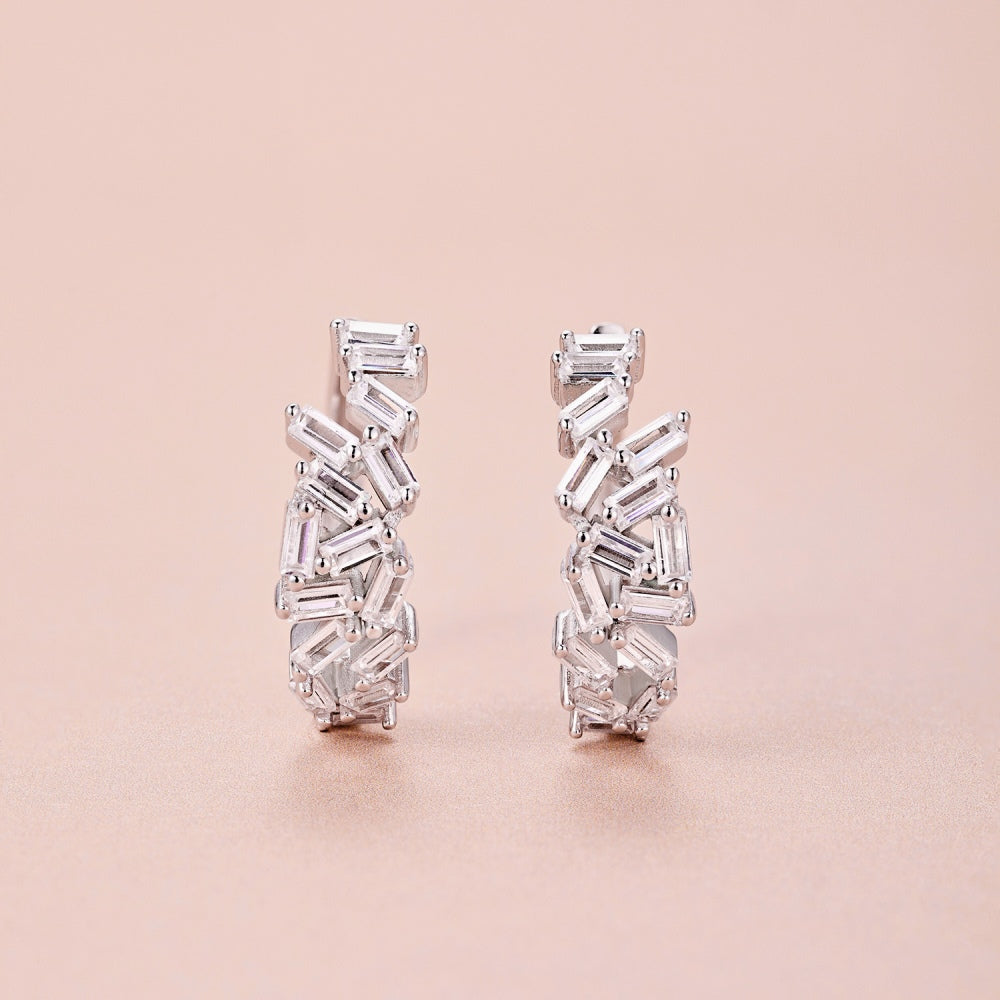 925 Sterling Silver Zirconia hoop Earrings