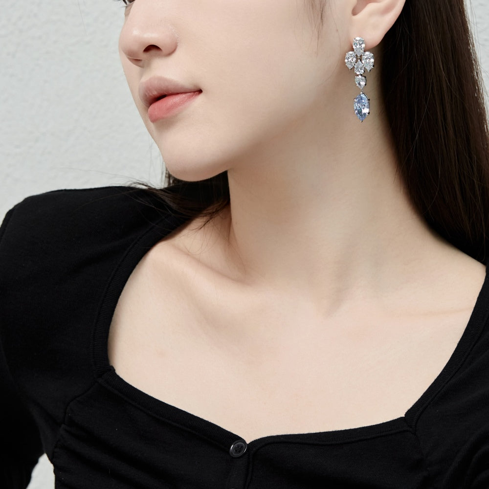 925 Sterling Silver Zirconia Tassel Earrings